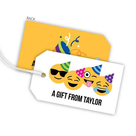 Party Emoji Faces Hanging Gift Tags